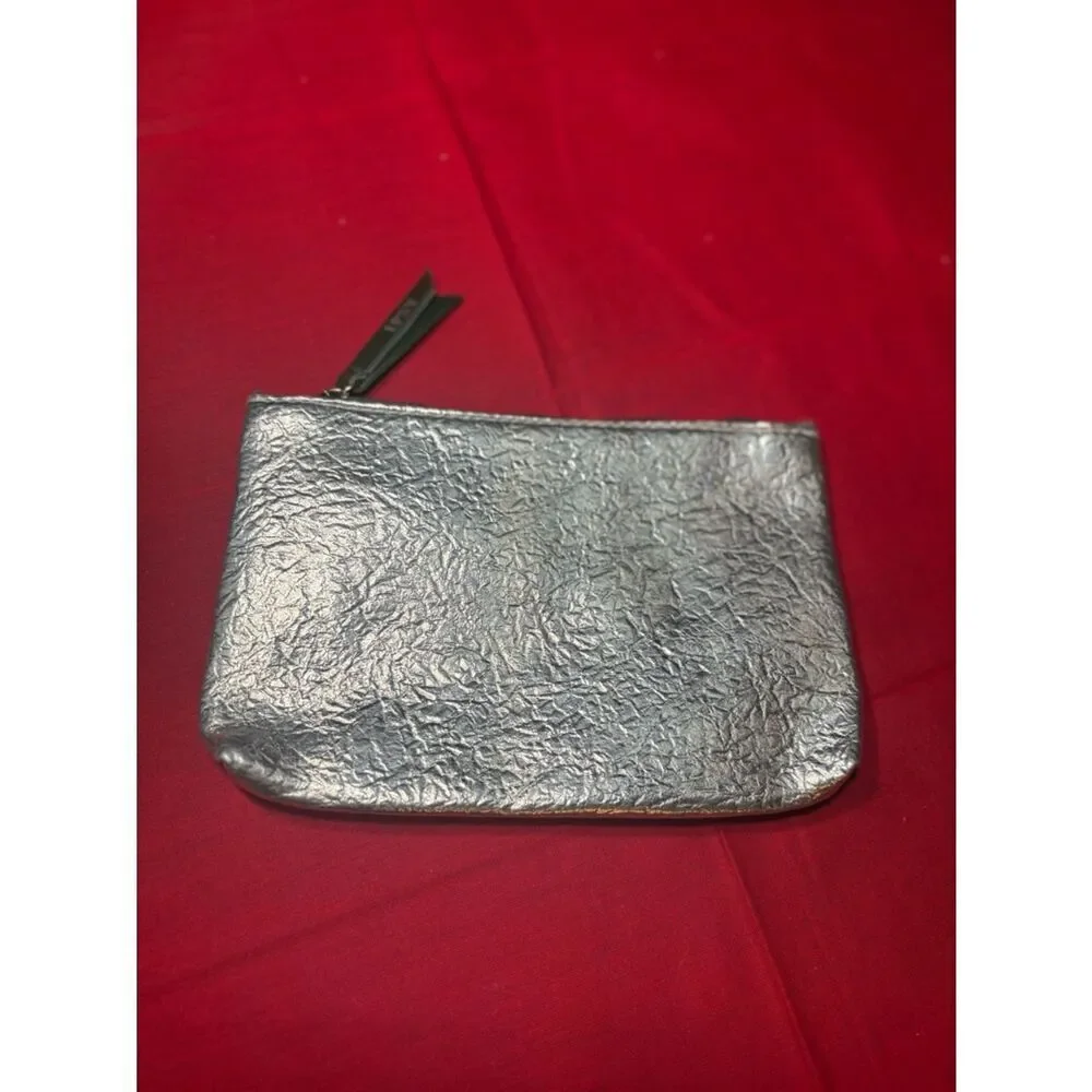 IPSY Silver Metallic Textured Zip Pouch